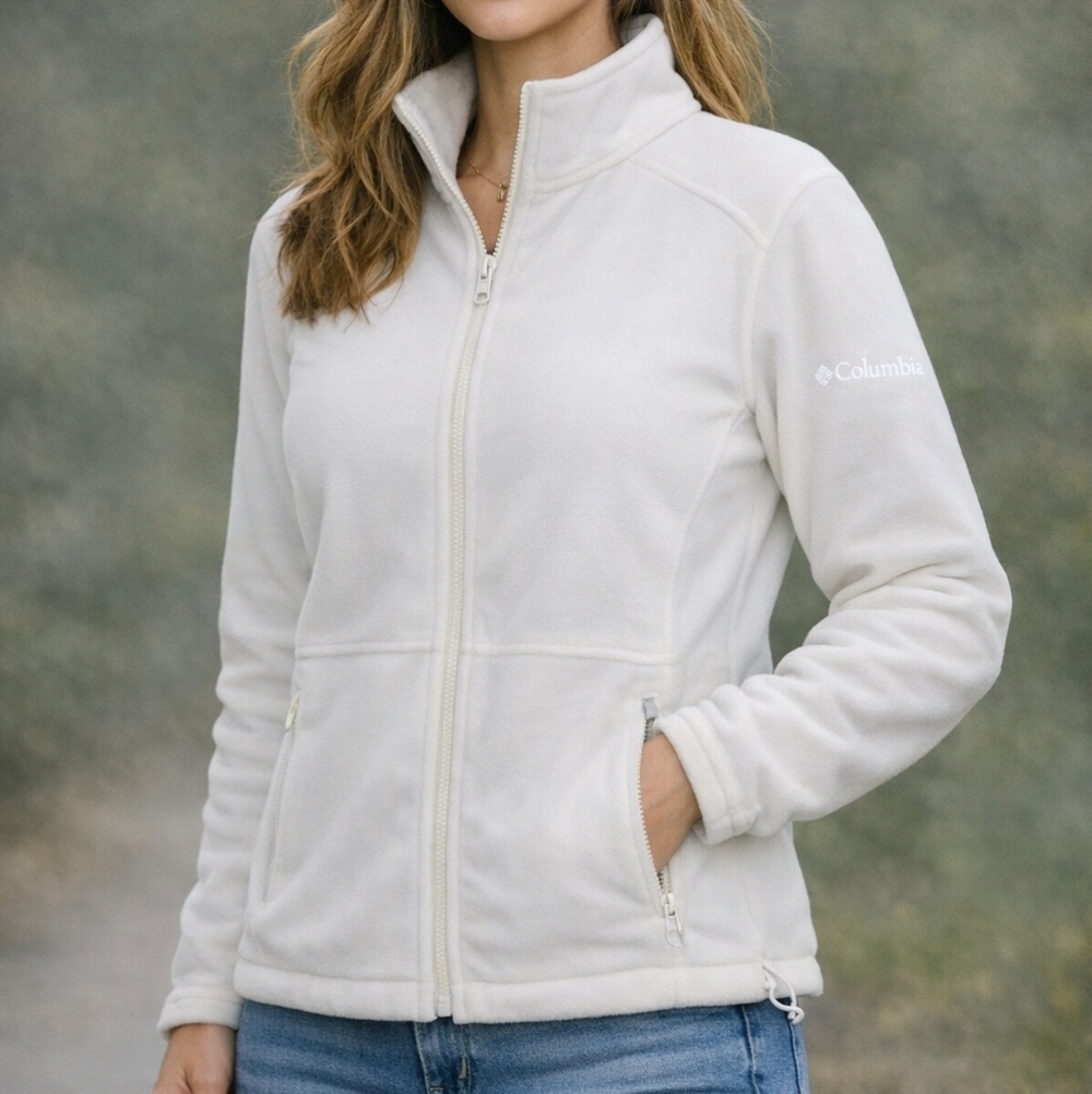 Columbia Interchange Coat Fleece Women's Large Off White Outdoor Hiking